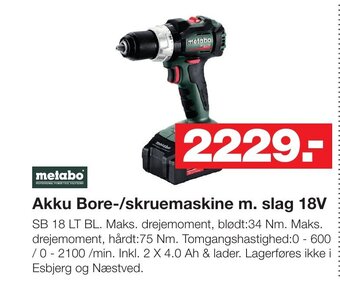 Bauhaus Akku Bore-/skruemaskine m. slag 18V SB 18 LT BL. tilbud