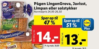 Pågen LingonGrova, Javisst, Limpan eller solstykker