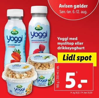 Lidl Yoggi med myslitop eller drikkeyoghurt tilbud