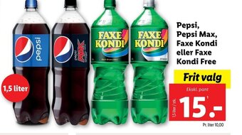 Lidl Pepsi, Pepsi Max, Faxe Kondi eller Faxe Kondi Free tilbud