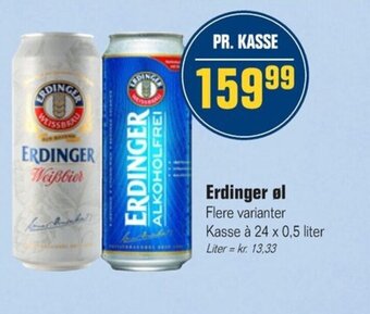 Otto Duborg Erdinger øl Flere varianter Kasse à 24 x 0,5 liter tilbud