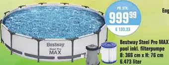 Bestway Steel Pro MAX pool inkl. filterpumpe Ø: 366 cm x H: 76 cm 6.473 liter