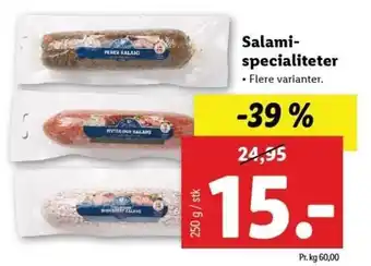 Lidl Salami Specialiteter 250g tilbud