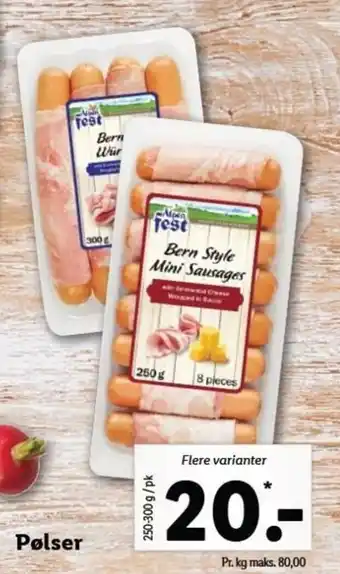 Lidl Pølser 250-300g tilbud