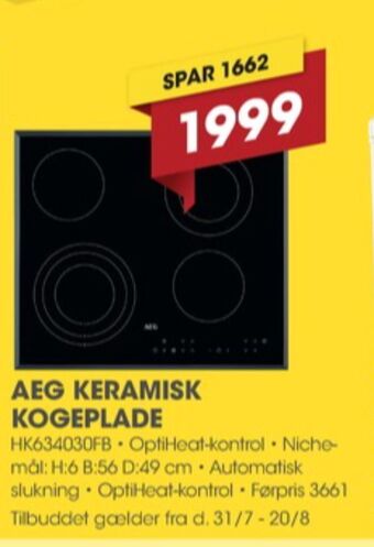 Punkt1 Aeg indbygningskogeplade tilbud