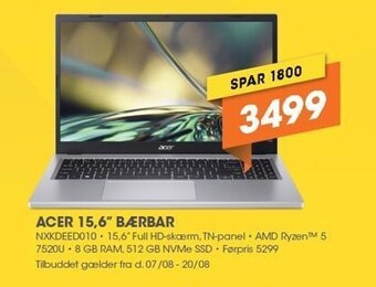 Expert Acer 15,6 bærbar tilbud