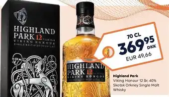Highland park viking honour 12 år, 40% skotsk orkney single malt whisky