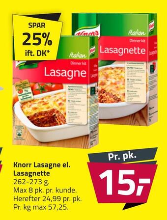 Fleggaard Knorr lasagne el. lasagnette tilbud
