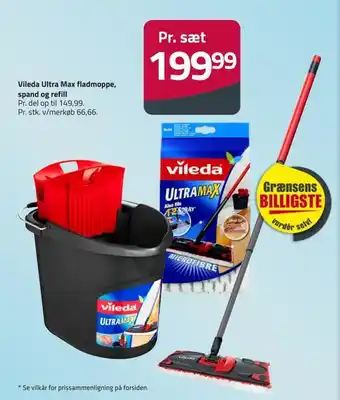 Fleggaard Vileda ultra max fladmoppe, spand og refill tilbud