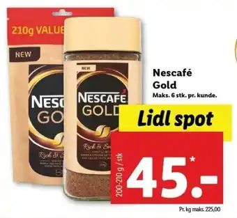 Lidl Nescafé Gold 200-210g tilbud