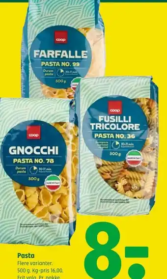 Coop 365 Pasta Flere varianter. 500 g. tilbud