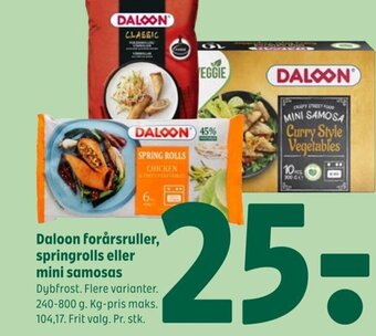 Coop 365 Daloon forårsruller, springrolls eller mini samosas tilbud