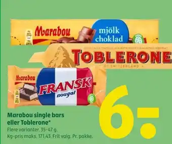 Coop 365 Marabou single bars eller Toblerone* Flere varianter. tilbud