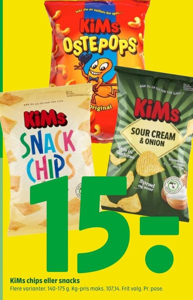 KiMs chips eller snacks tilbud hos Coop 365
