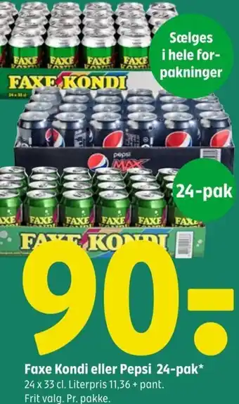 Coop 365 Faxe Kondi eller Pepsi 24-pak* 24 x 33 cl. tilbud