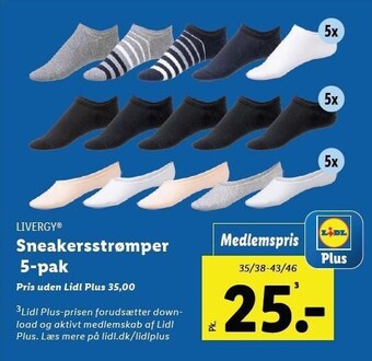 Lidl Livergy sneakersstrømper 5-pak tilbud