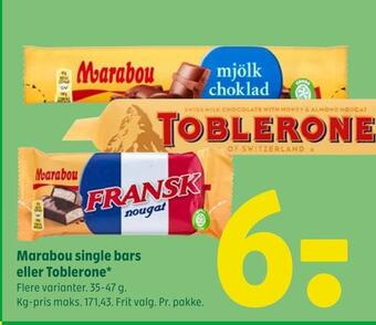Coop 365 Marabou single bars eller toblerone tilbud
