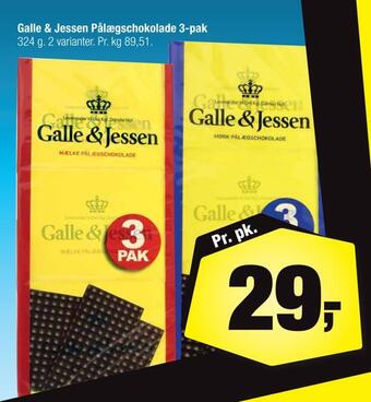 Calle Galle & jessen pålægschokolade 3-pak tilbud