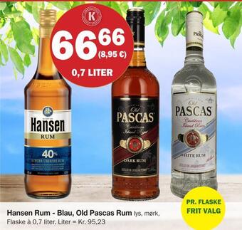 Købmandsgården Hansen rum - blau, old pascas rum tilbud