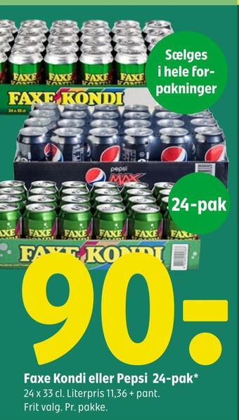 Coop 365 Faxe kondi eller pepsi 24-pak tilbud