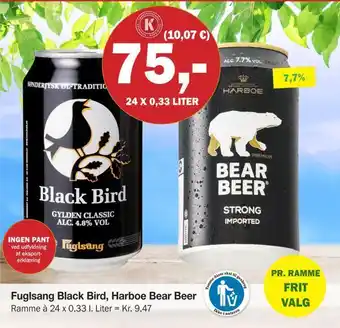 Købmandsgården Fuglsang black bird, harboe bear beer tilbud