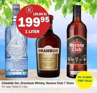 Købmandsgården Citadelle gin, drambuie whisky, havana club 7 years tilbud