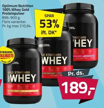 Fleggaard Optimum nutrition proteinpulver tilbud