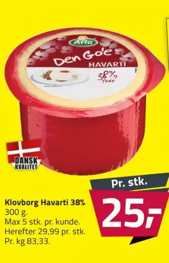 Fleggaard Klovborg skæreost havarti 38% tilbud