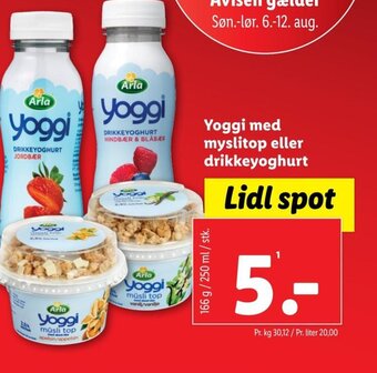 Lidl Yoggi med myslitop eller drikkeyoghurt tilbud