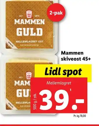 Lidl Mammen skiveost 45+ tilbud