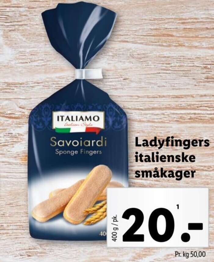 Ladyfingers italienske småkager tilbud hos Lidl