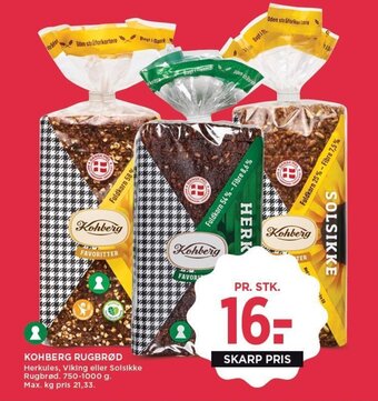 MENY KOHBERG RUGBRØD tilbud