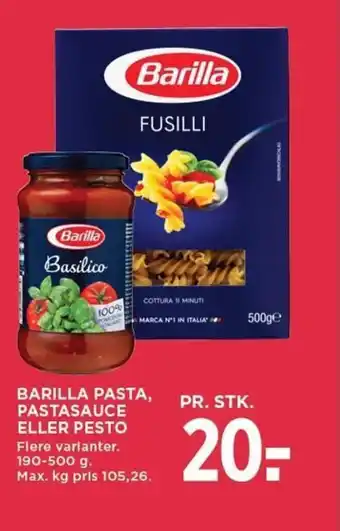 MENY BARILLA PASTA, PASTASAUCE ELLER PESTO tilbud