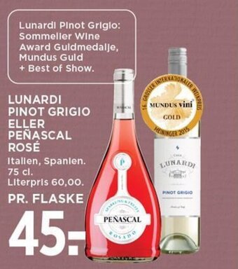 LUNARDI PINOT GRIGIO ELLER PEÑASCAL ROSÉ