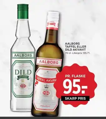 MENY AALBORG TAFFEL ELLER DILD AKVAVIT 70 cl. tilbud