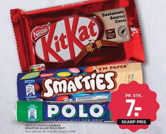 MENY NESTLÉ CHOKOLADEBAR, SMARTIES ELLER POLO MINT tilbud