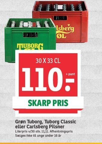 SPAR Grøn Tuborg, Tuborg Classic eller Carlsberg Pilsner tilbud