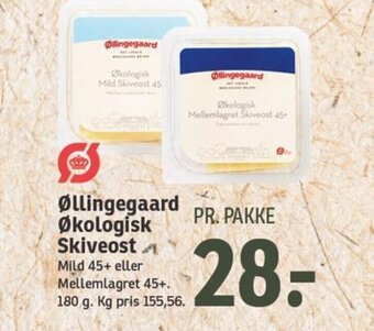 SPAR Økologisk Mellemlagret Skiveost 45+ tilbud