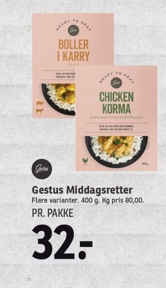 SPAR Gestus Middagsretter tilbud