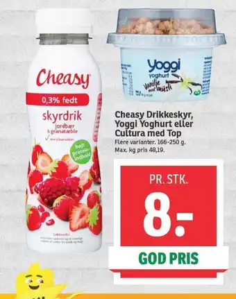 SPAR Cheasy Drikkeskyr, Yoggi Yoghurt eller Cultura med Top tilbud