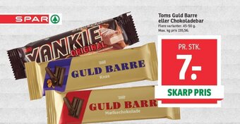 SPAR Toms Guld Barre eller Chokoladebar tilbud