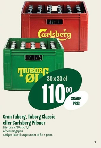Min Købmand Grøn Tuborg, Tuborg Classic eller Carlsberg Pilsner tilbud