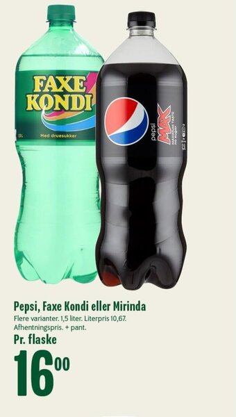 Min Købmand Pepsi, Faxe Kondi eller Mirinda tilbud