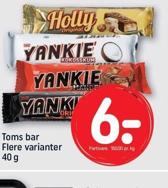 REMA 1000 Toms bar Flere varianter 40 g tilbud