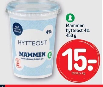 REMA 1000 Mammen hytteost 4% 450 g tilbud