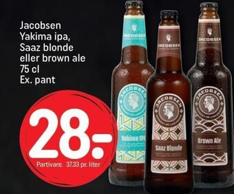 Jacobsen Yakima ipa, Saaz blonde eller brown ale 75 cl Ex. pant