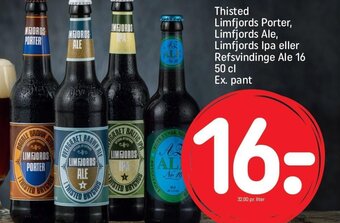 Thisted Limfjords Porter, Limfjords Ale, Limfjords Ipa eller Refsvindinge Ale 16 50 cl Ex. pant