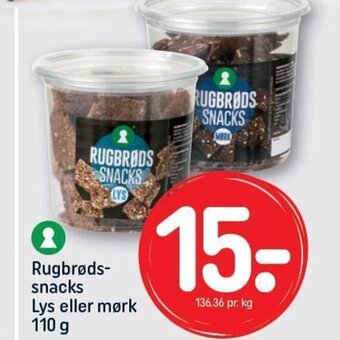 REMA 1000 Rugbrøds-snacks Lys eller mørk 110 g tilbud