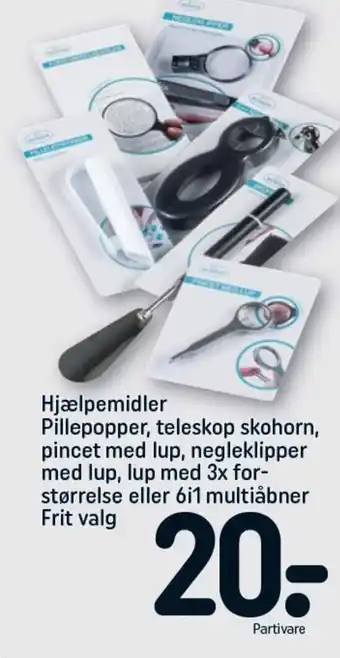 Hjælpemidler Pillepopper, teleskop skohorn pincet med lup negleklipper med lup, lup med 3x for-størrelse eller 6i1 multiåbner