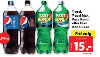 Lidl Pepsi, Pepsi Max, Faxe Kondi eller Faxe Kondi Free tilbud